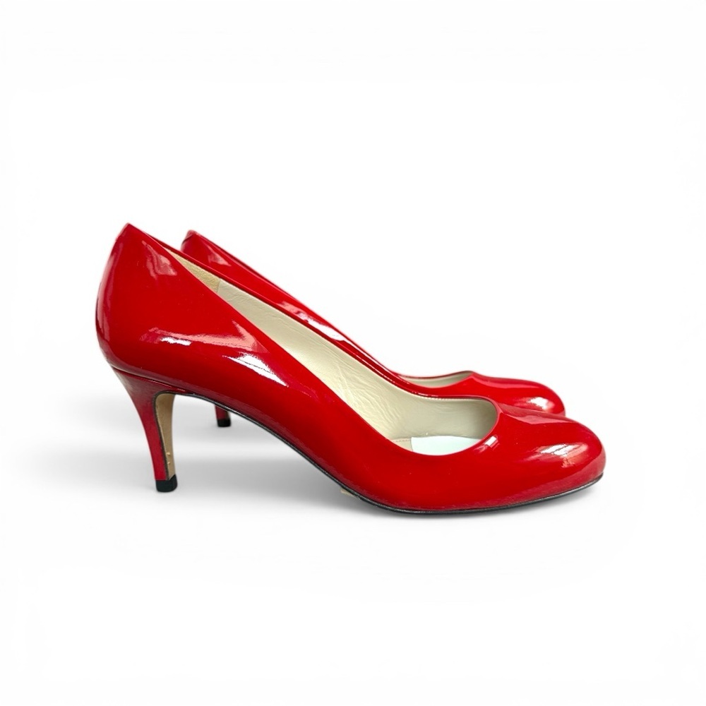 Boden Shiny Red Patent Mid-Heel Pumps